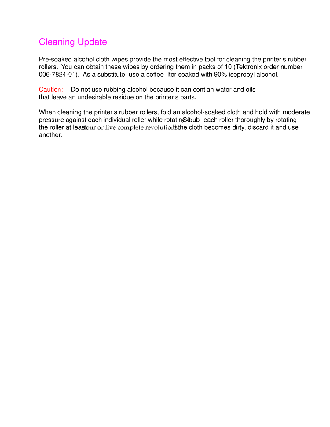 Tektronix 340 manual Cleaning Update 