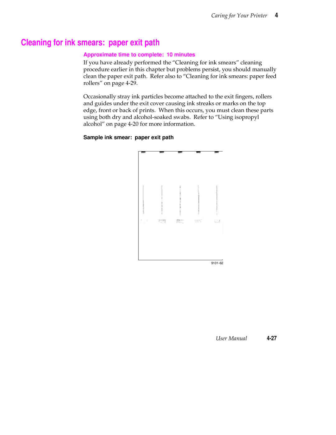 Tektronix 340 manual Cleaning for ink smears paper exit path 