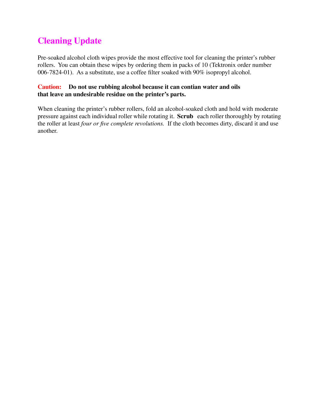 Tektronix 340 manual Cleaning Update 