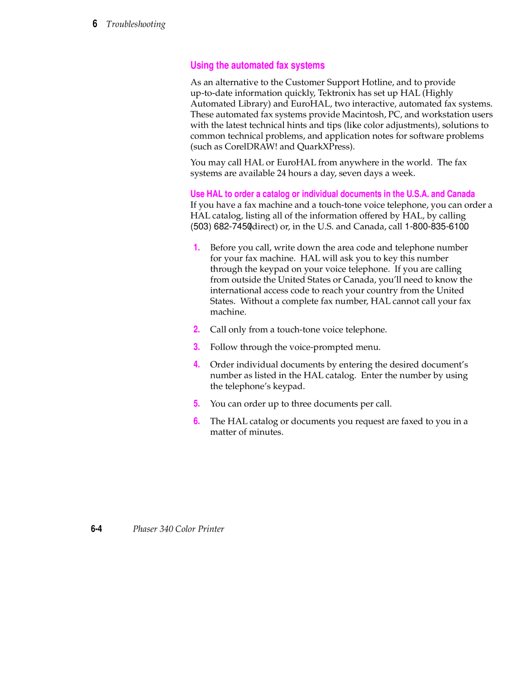 Tektronix 340 manual Using the automated fax systems 