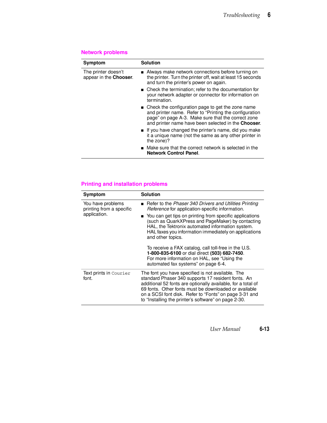 Tektronix 340 manual Network problems 