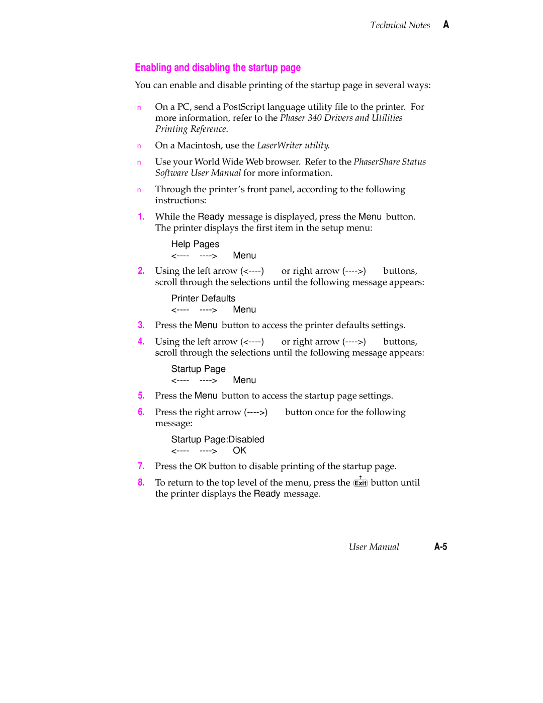 Tektronix 340 manual Enabling and disabling the startup 