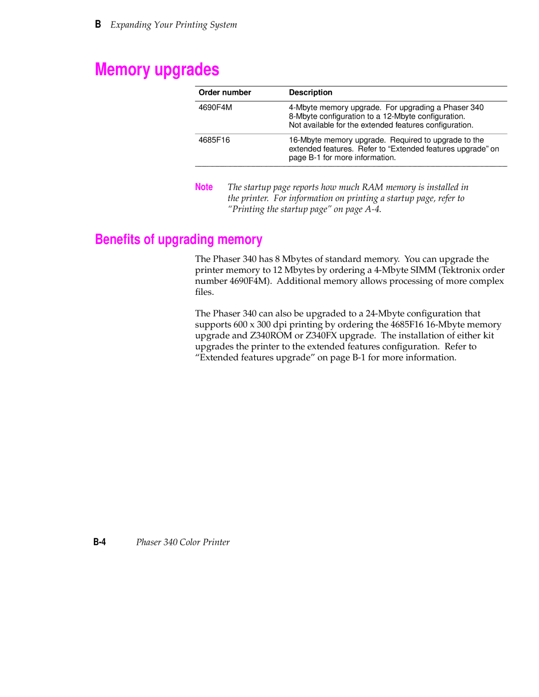 Tektronix 340 manual Memory upgrades, Beneﬁts of upgrading memory 