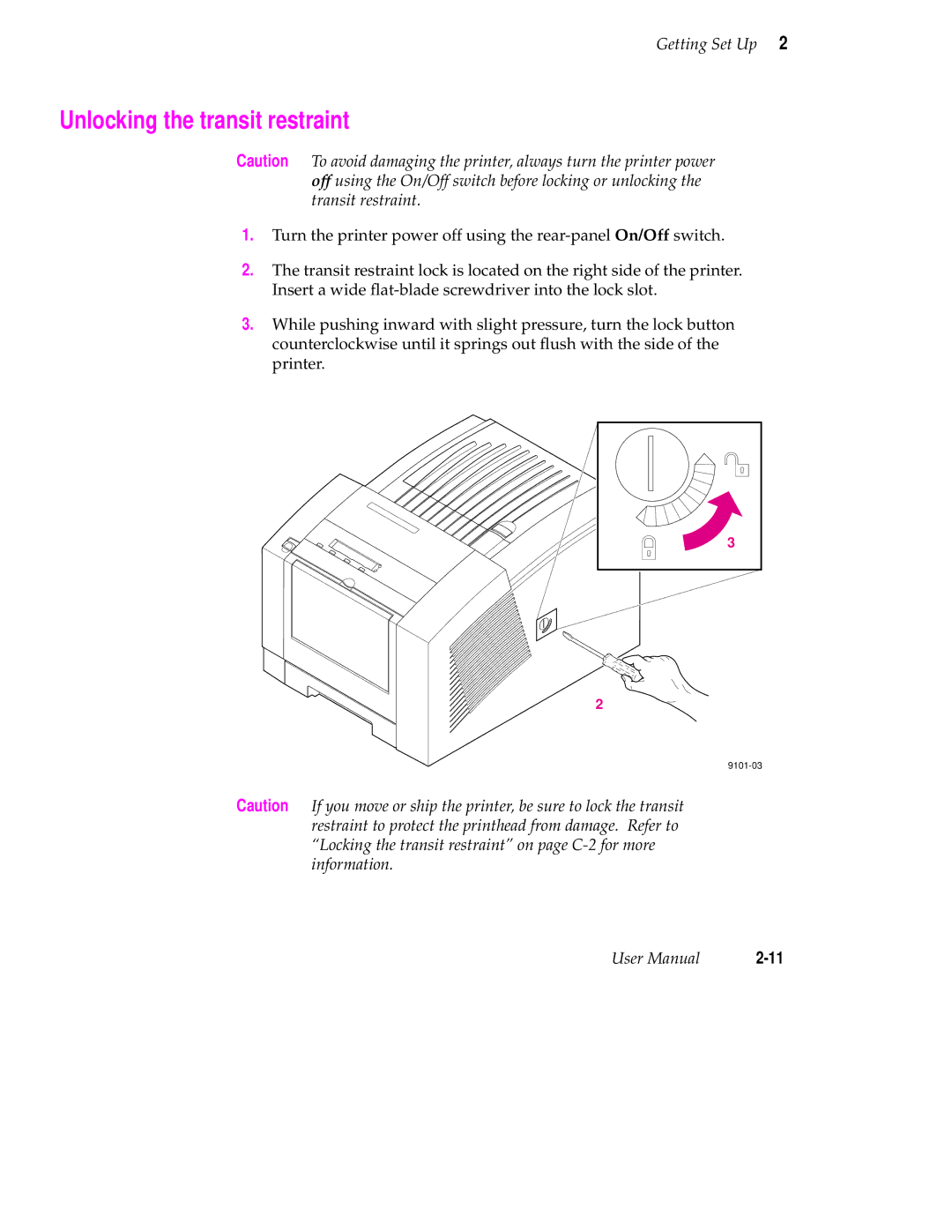 Tektronix 340 manual Unlocking the transit restraint 