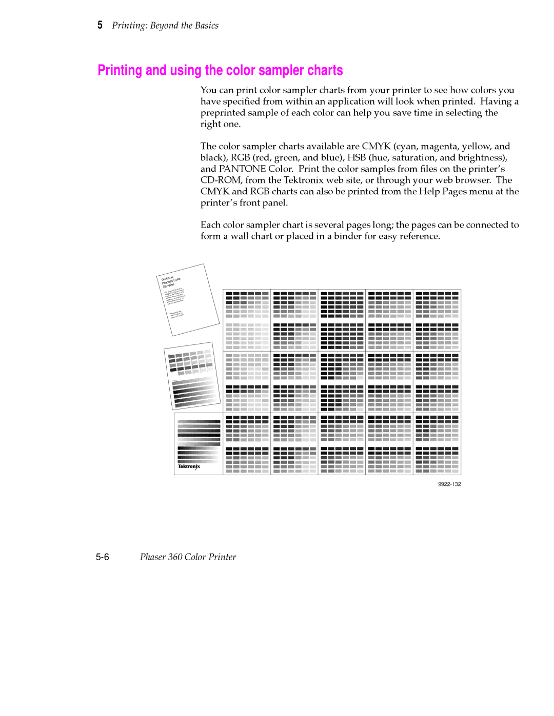 Tektronix 360 user manual Printing and using the color sampler charts, Process Sampler 