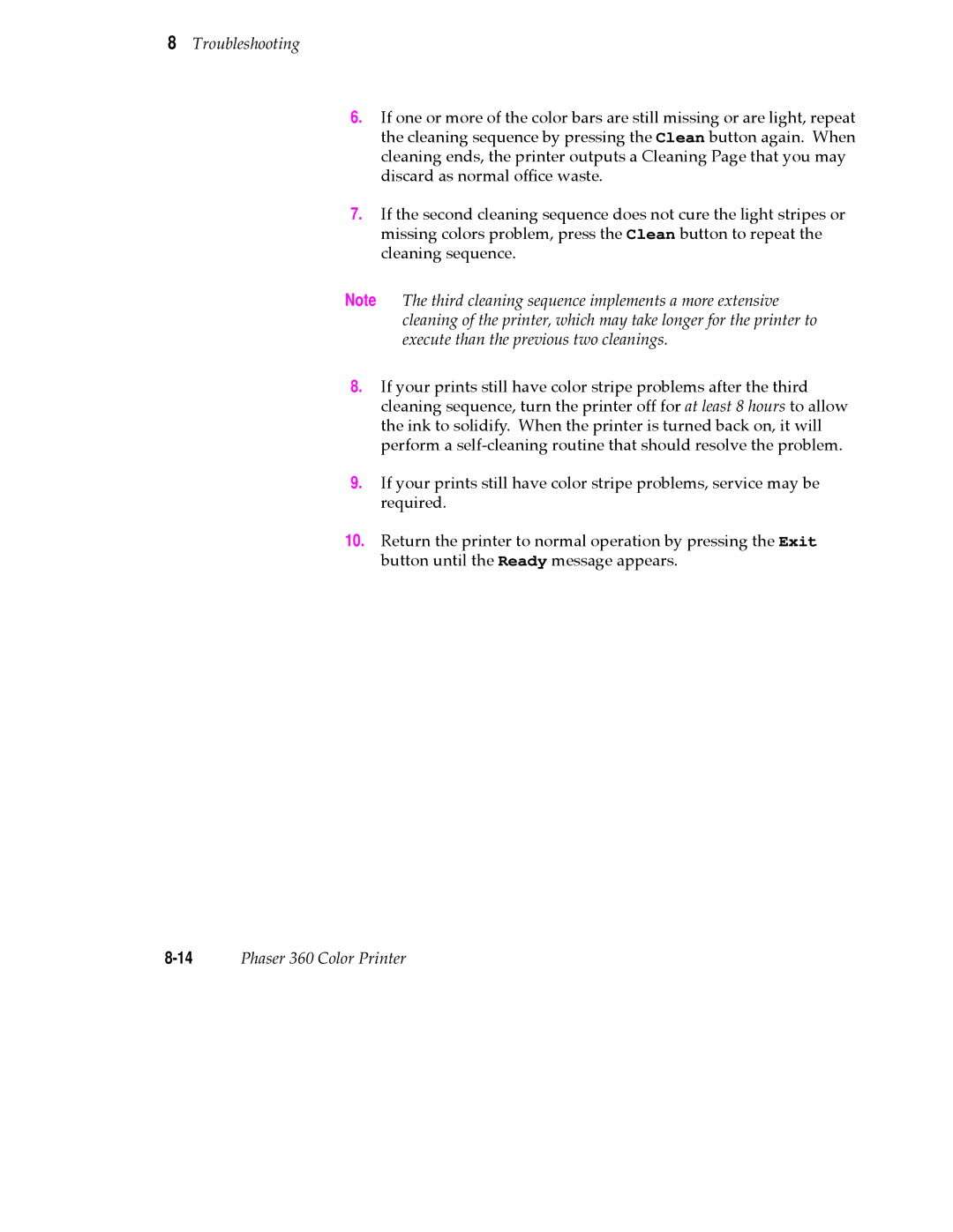 Tektronix user manual 14Phaser 360 Color Printer 