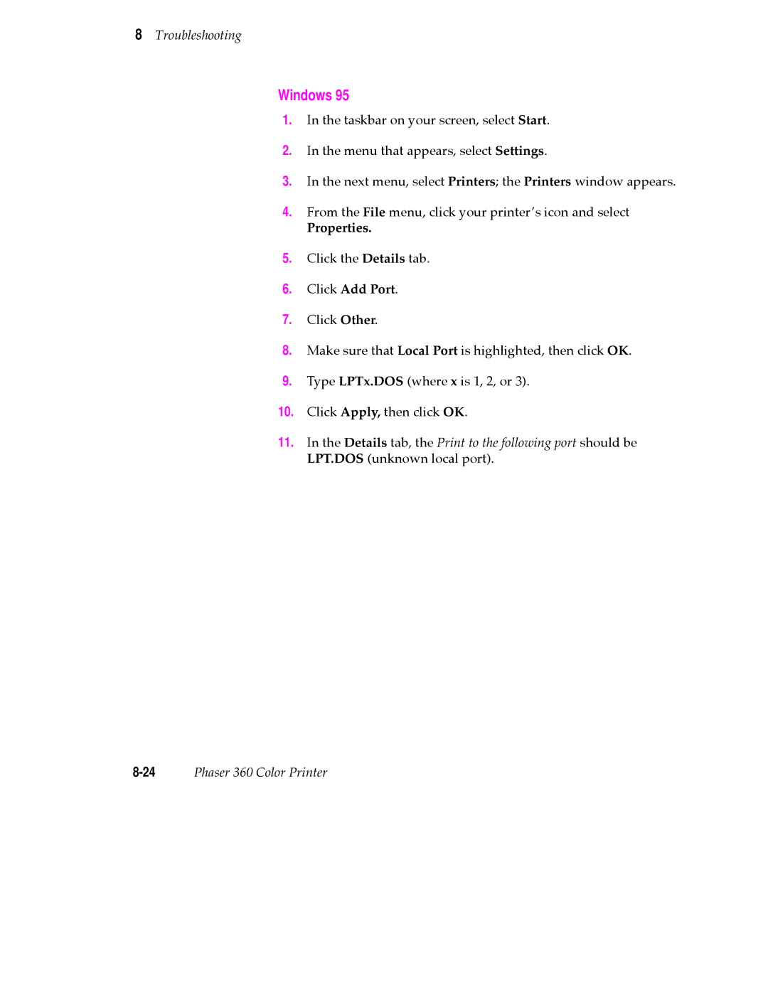 Tektronix 360 user manual Properties, Click Add Port 