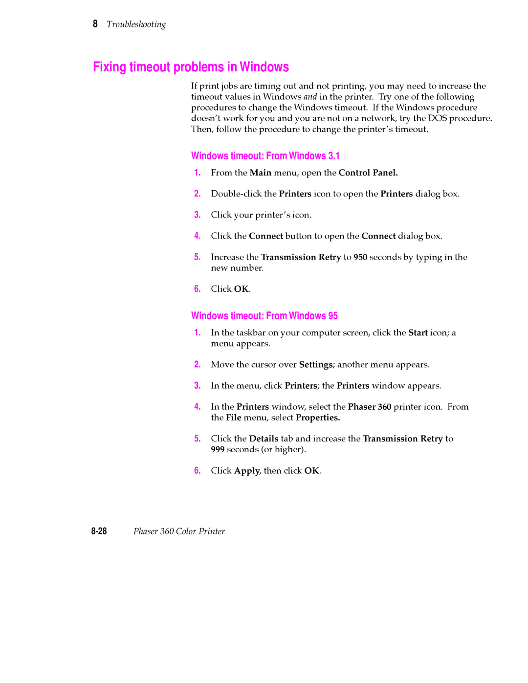 Tektronix 360 user manual Fixing timeout problems in Windows, Windows timeout From Windows 