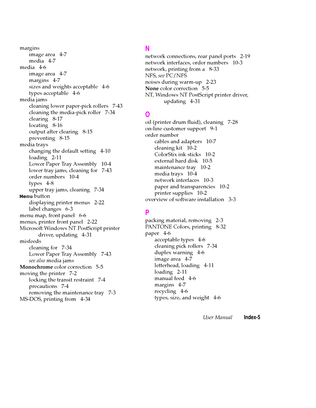 Tektronix 360 user manual Index-5 