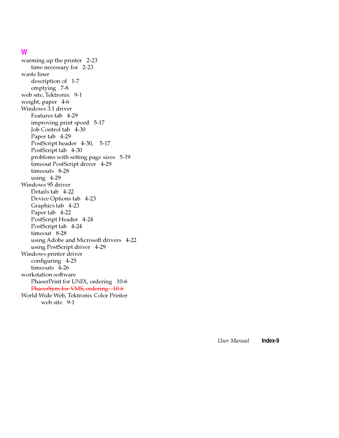 Tektronix 360 user manual Index-9 