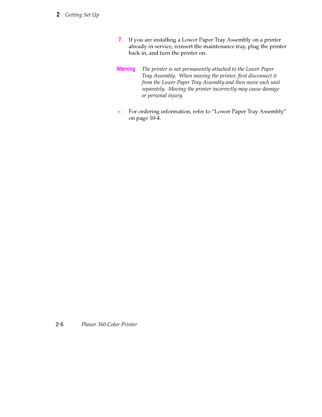 Tektronix user manual 6Phaser 360 Color Printer 