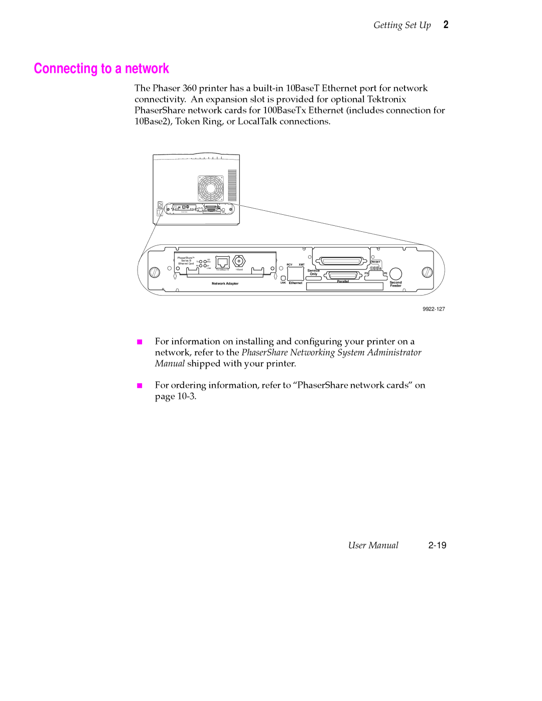 Tektronix 360 user manual Connecting to a network 