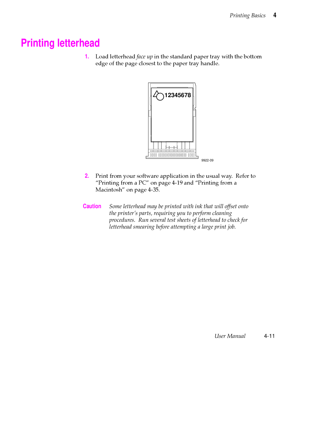 Tektronix 360 user manual Printing letterhead, 12345678 