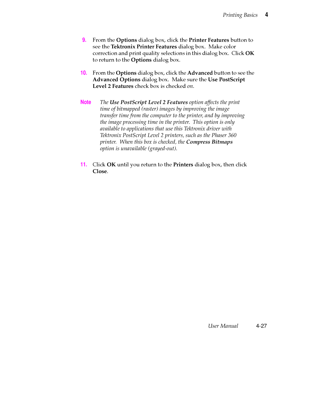 Tektronix 360 user manual Close 