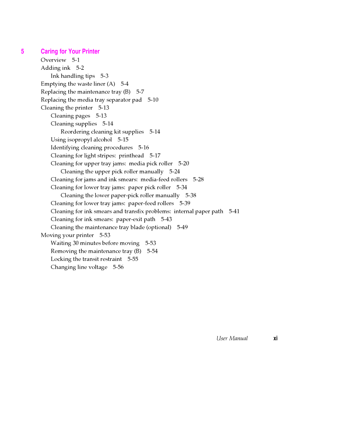 Tektronix 380 manual Caring for Your Printer 