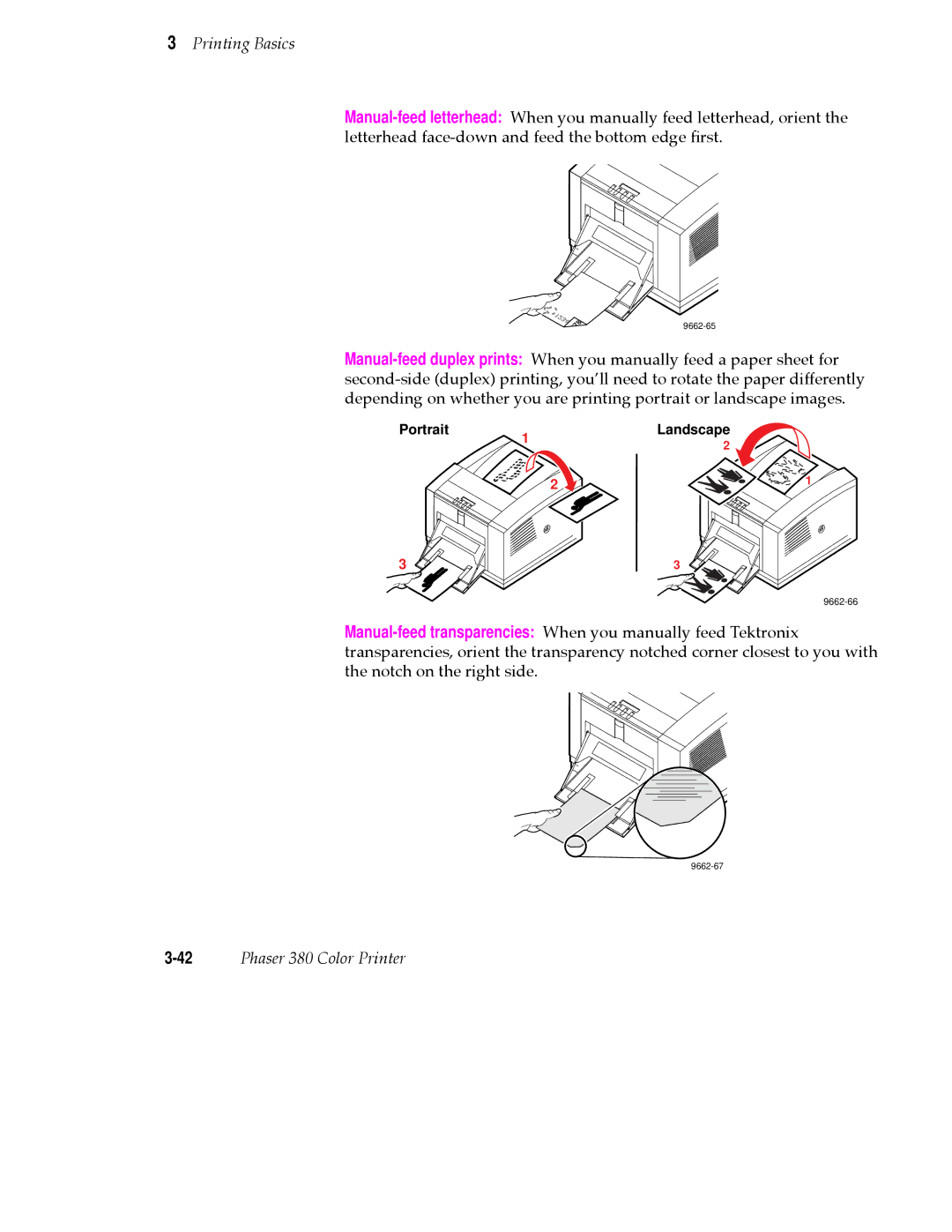 Tektronix 380 manual Portrait Landscape 