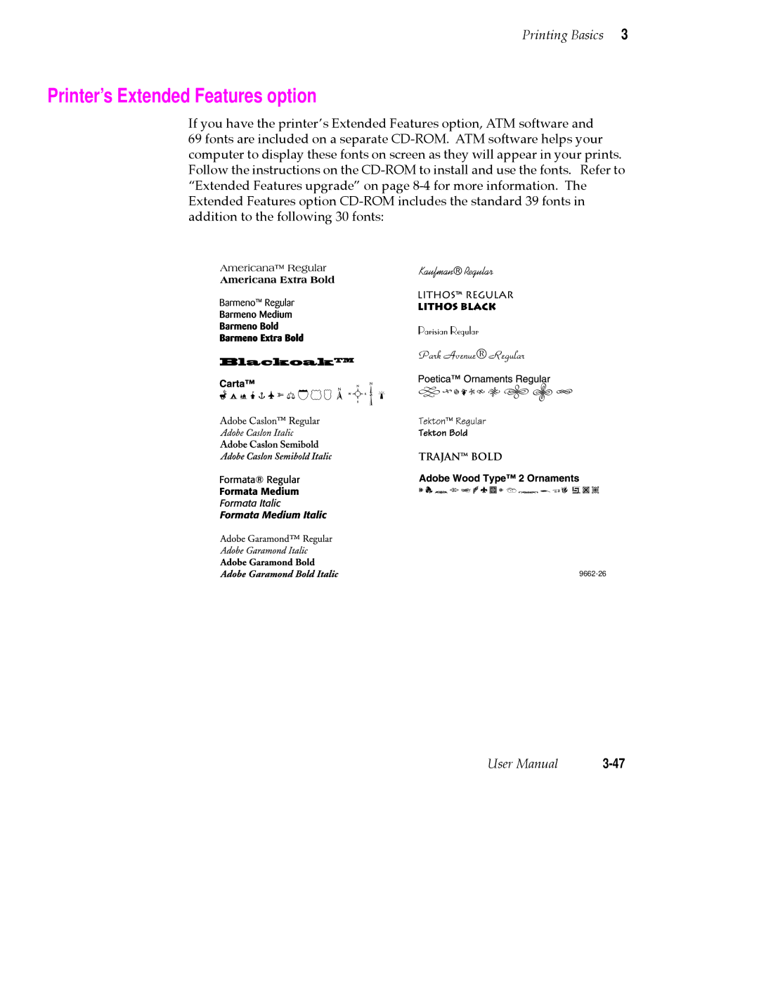 Tektronix 380 manual Printer’s Extended Features option 