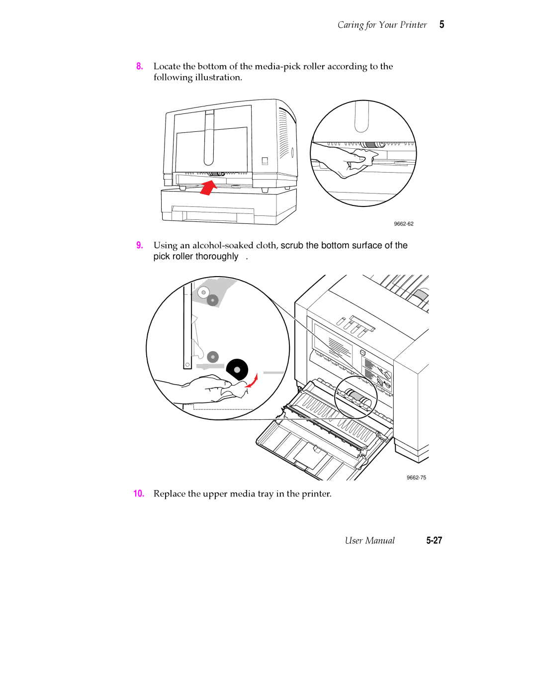 Tektronix 380 manual Replace the upper media tray in the printer 