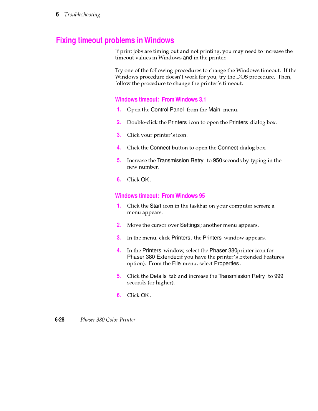 Tektronix 380 manual Fixing timeout problems in Windows, Windows timeout From Windows 