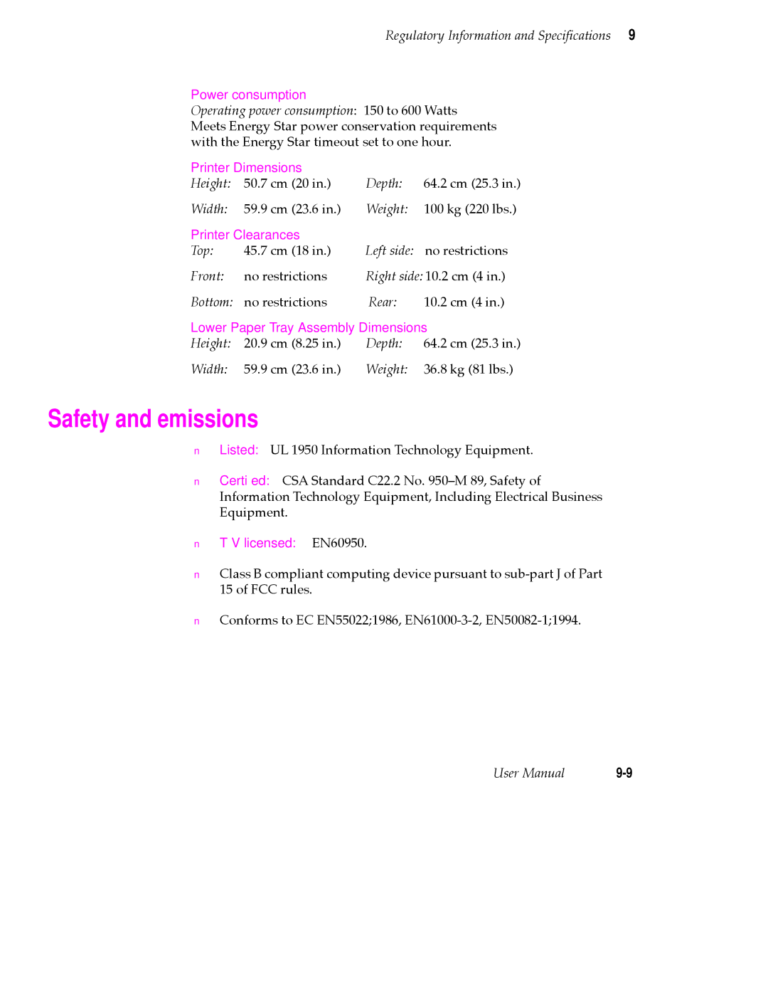 Tektronix 380 manual Safety and emissions, Power consumption 