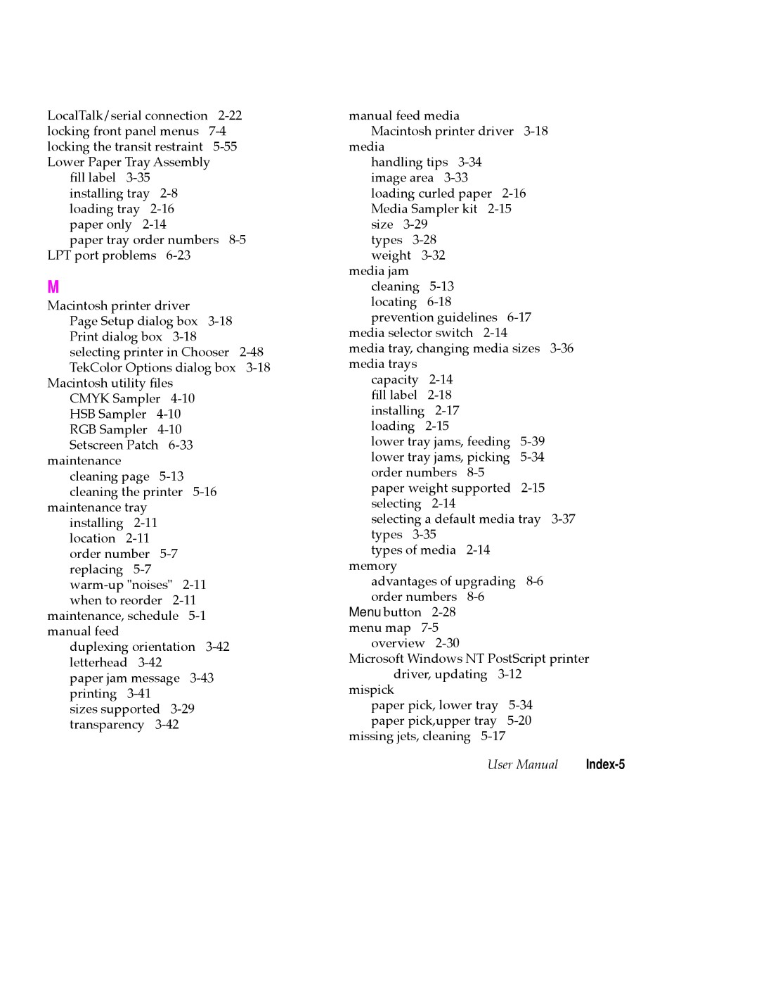 Tektronix 380 manual Index-5 