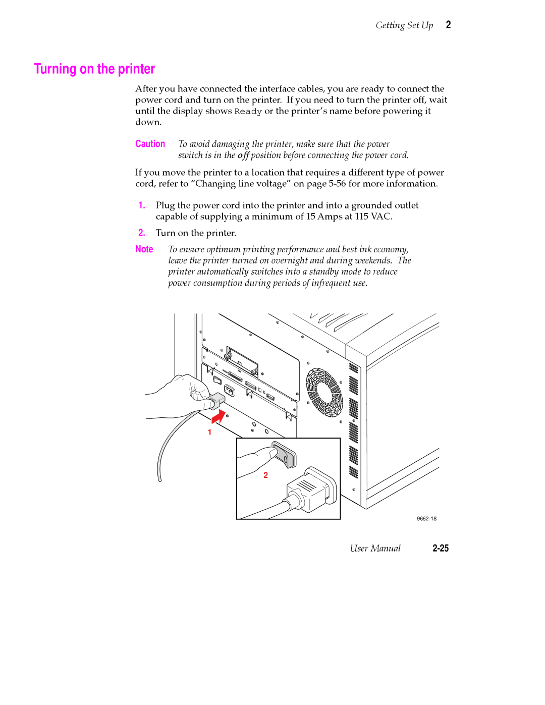 Tektronix 380 manual Turning on the printer 