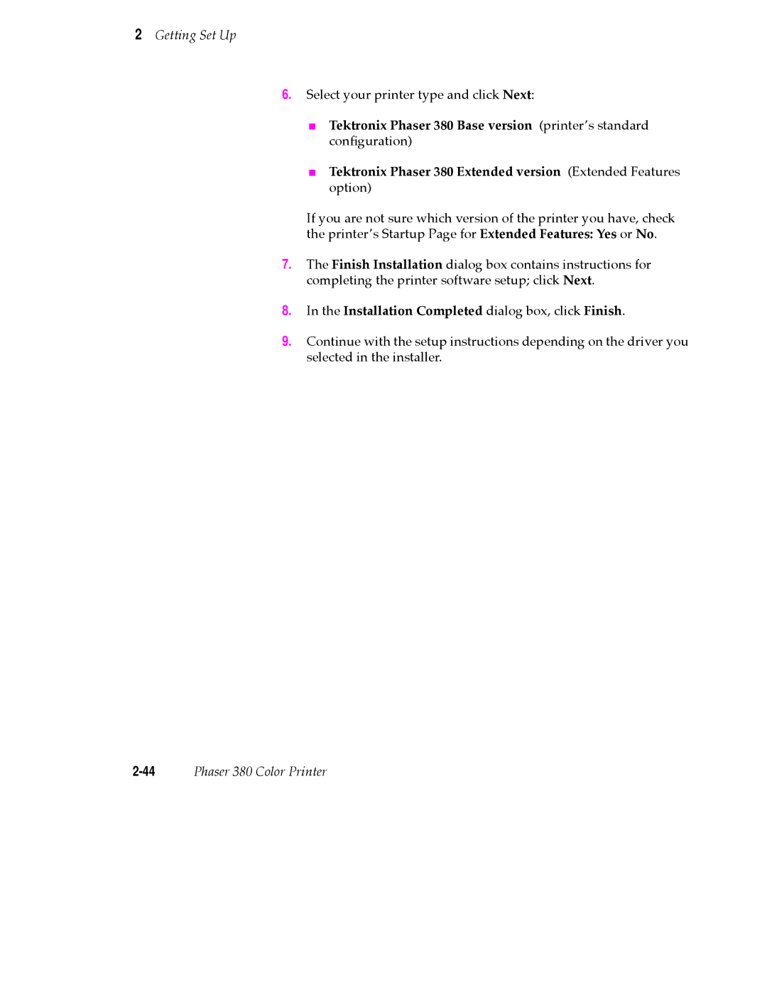 Tektronix manual 44Phaser 380 Color Printer 