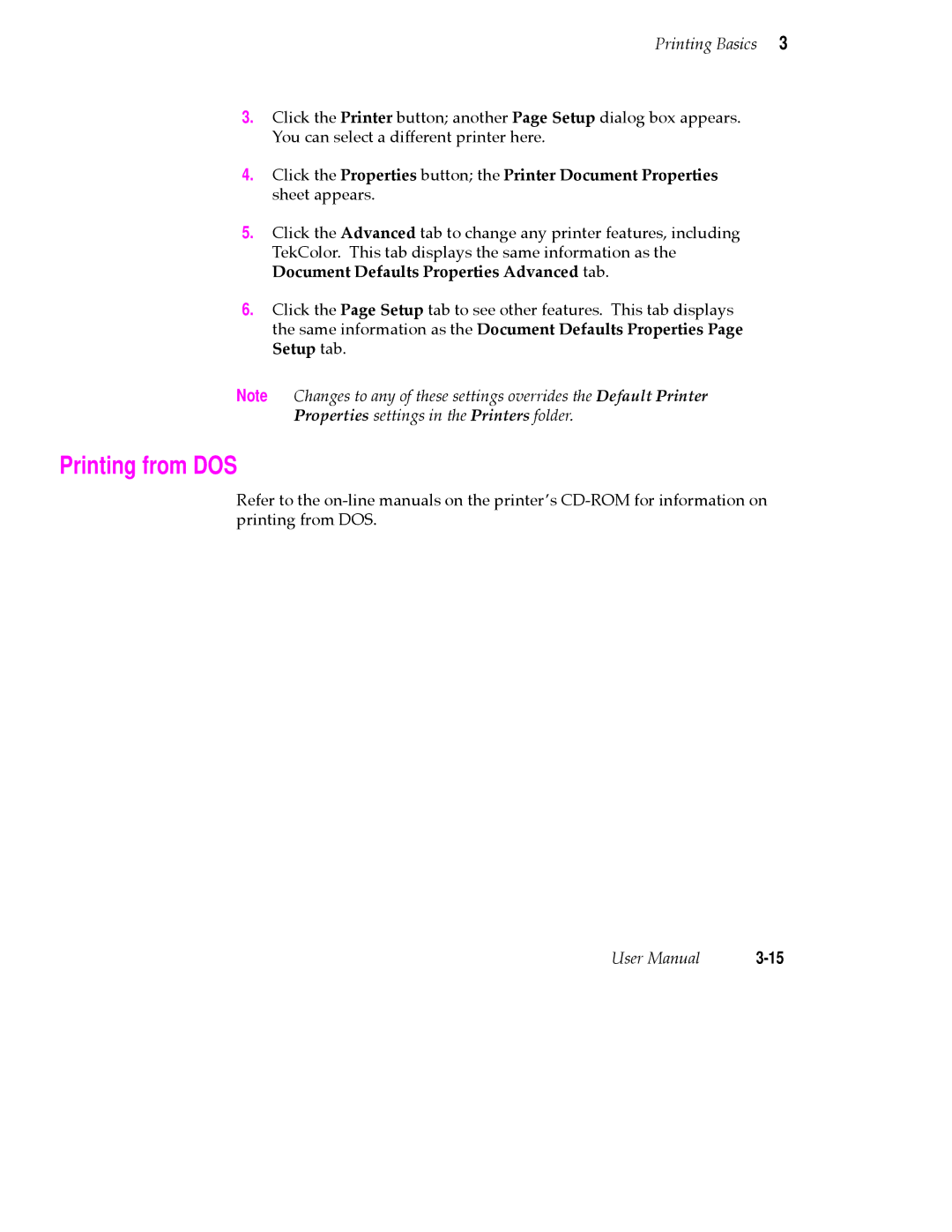 Tektronix 380 manual Printing from DOS 