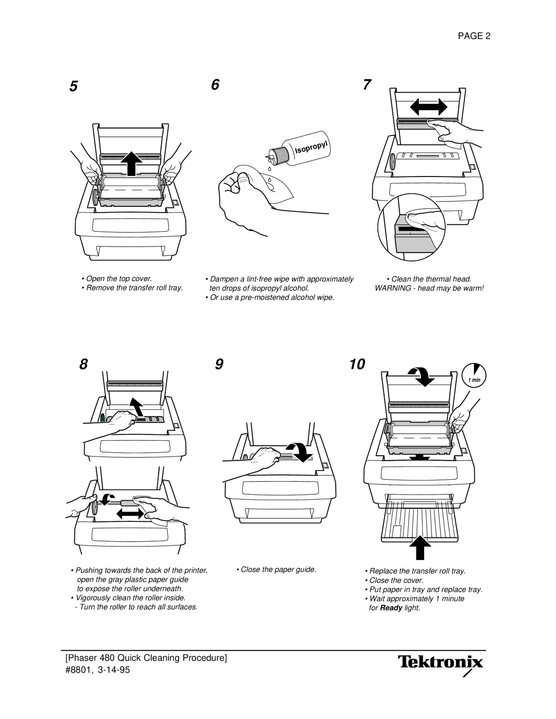 Tektronix 480 manual Close the paper guide 