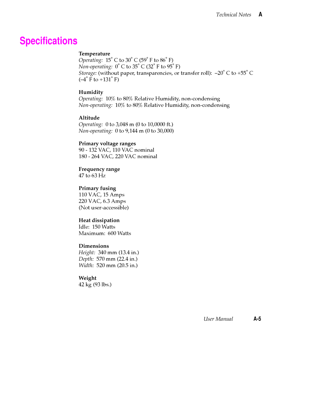 Tektronix 480X user manual Speciﬁcations 