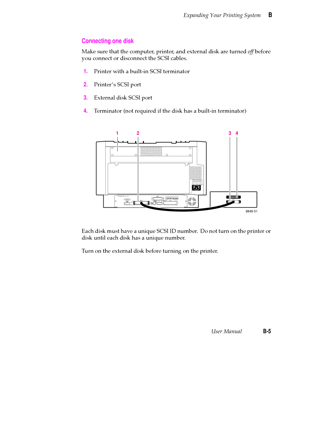 Tektronix 480X user manual Connecting one disk, CAU Tion 