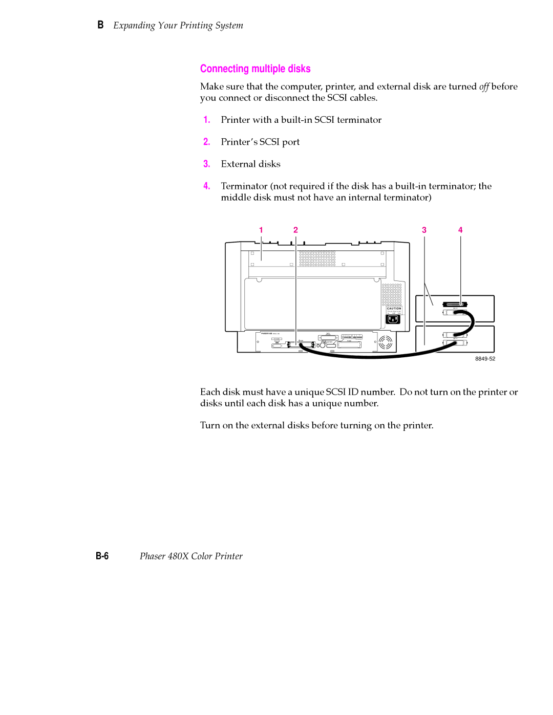 Tektronix 480X user manual Connecting multiple disks, U T I O N 