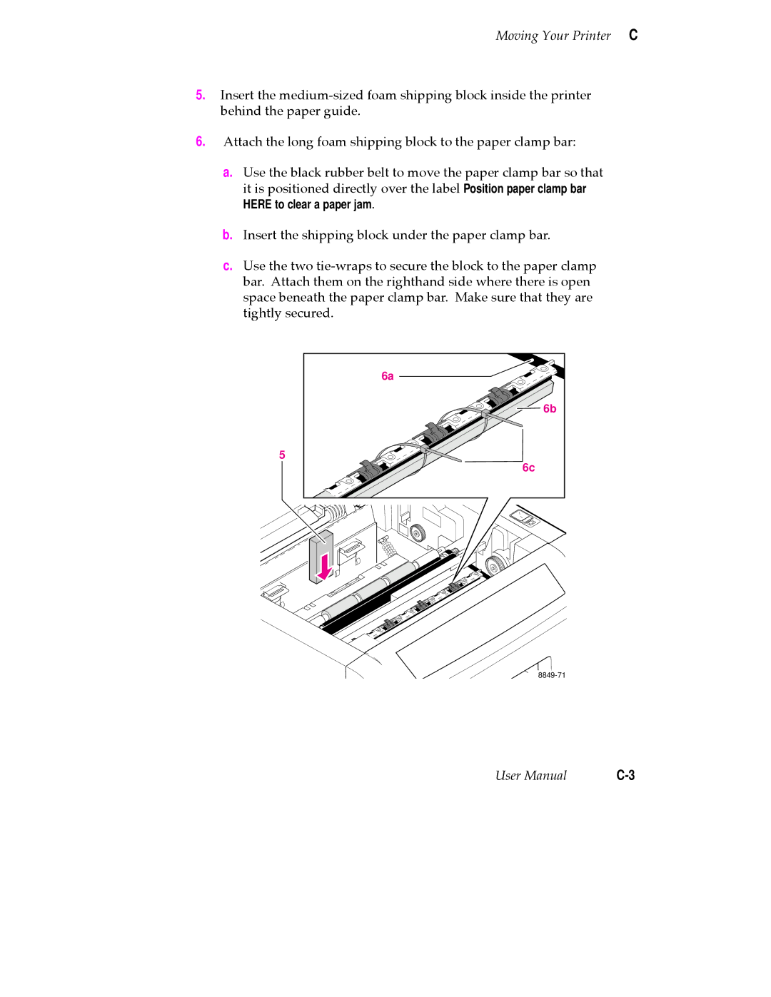 Tektronix 480X user manual Moving Your Printer C 