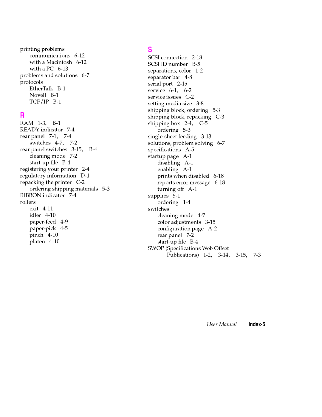 Tektronix 480X user manual Index-5 