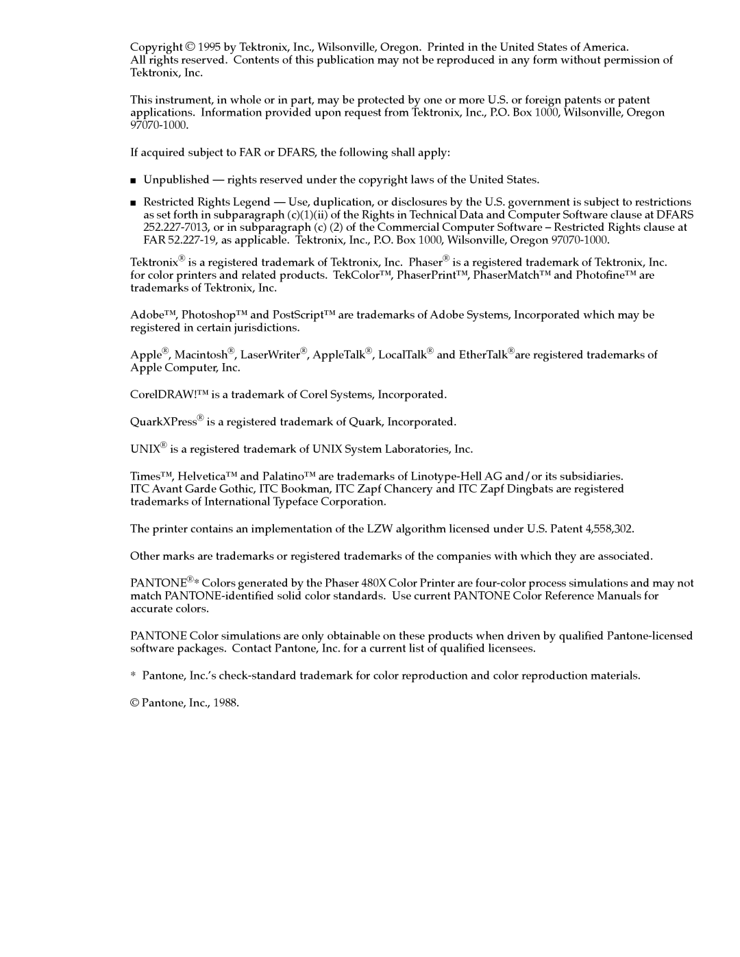 Tektronix 480X user manual 