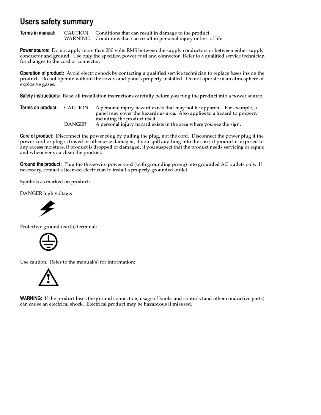 Tektronix 480X user manual Terms in manual Caution, Terms on product Caution 