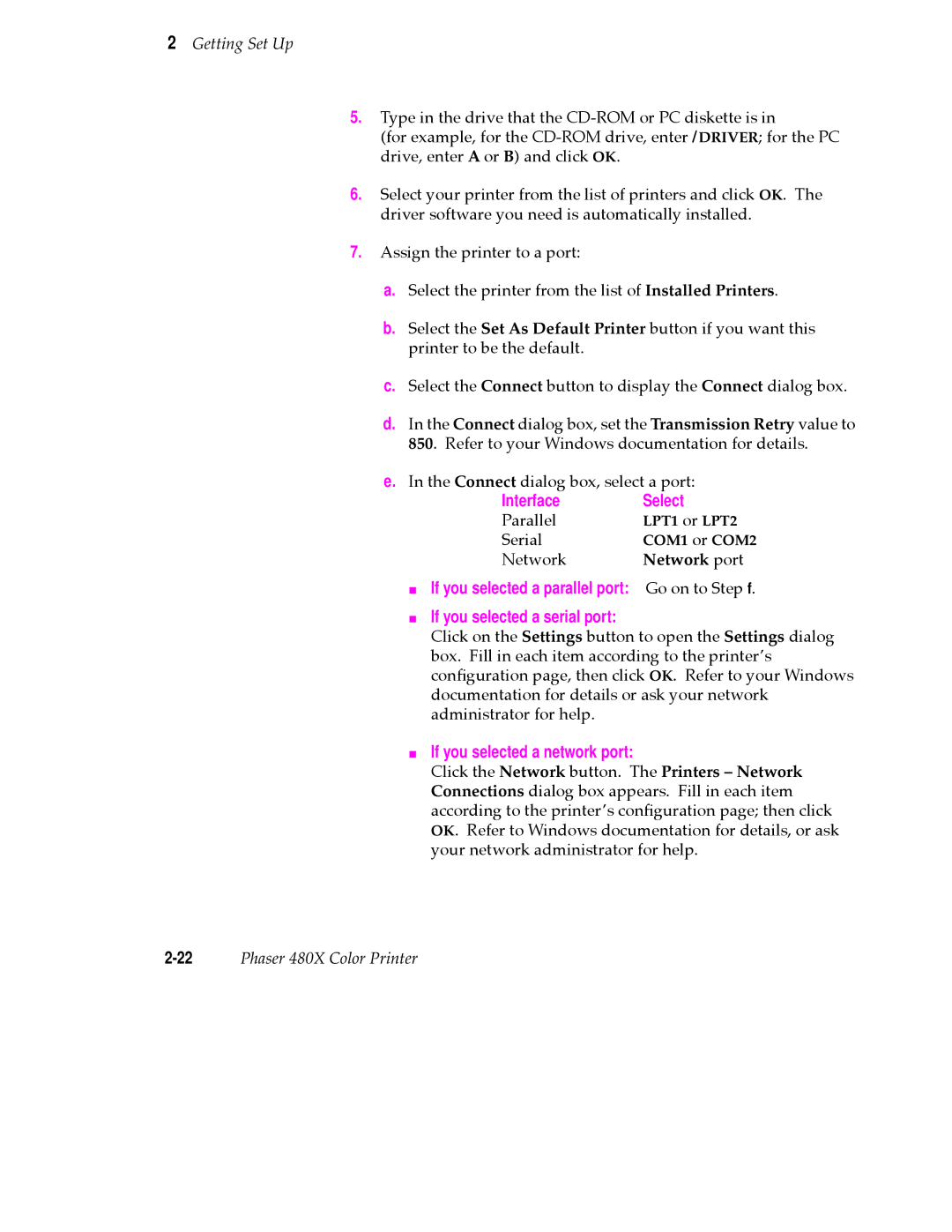 Tektronix 480X user manual Interface Select, If you selected a network port, Network port 