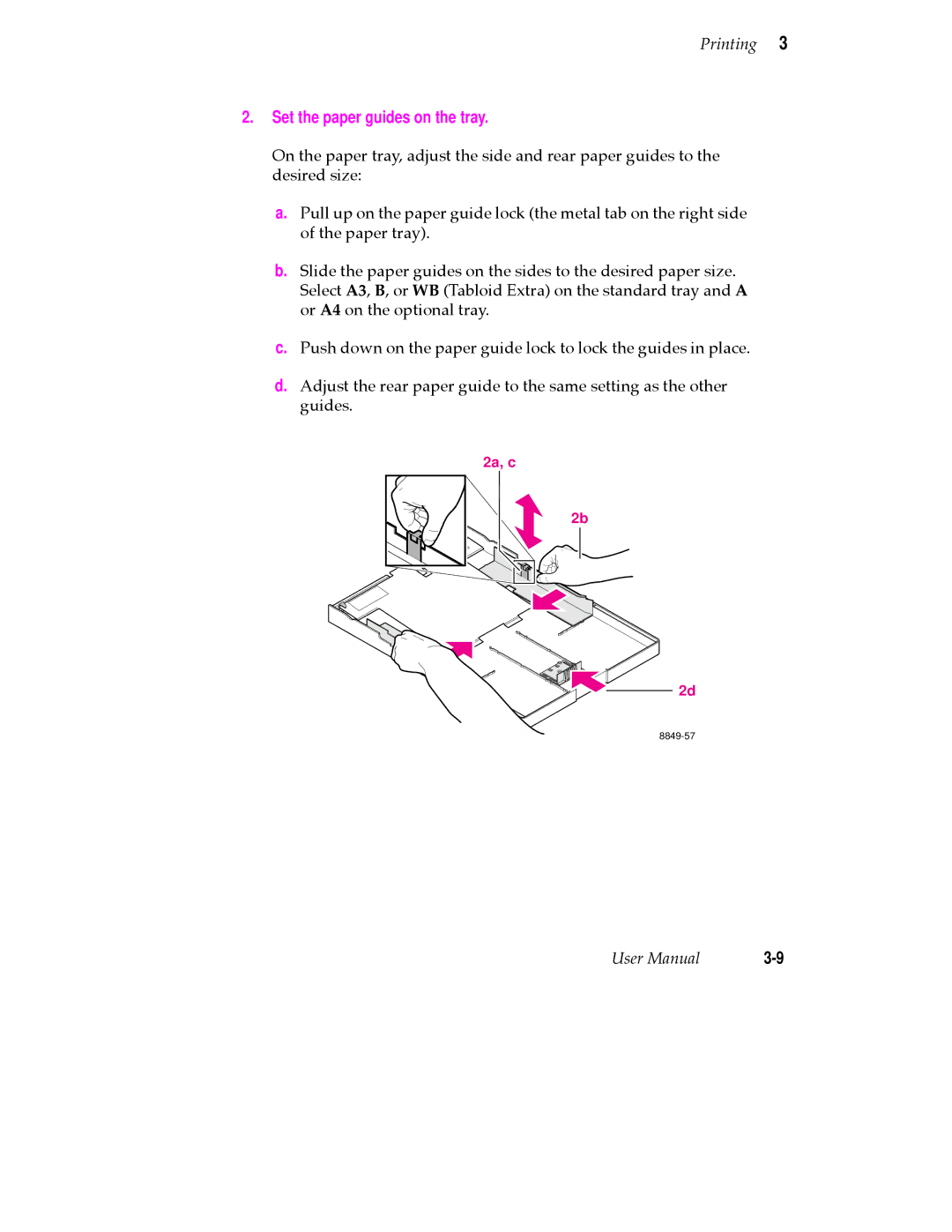 Tektronix 480X user manual Set the paper guides on the tray 