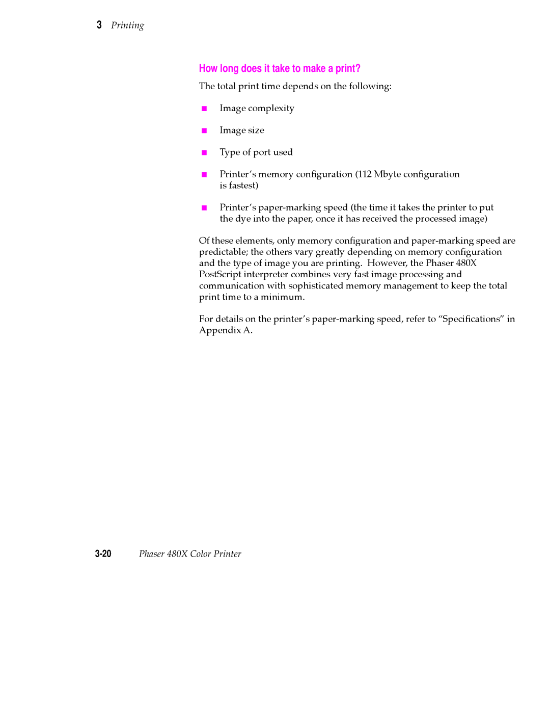 Tektronix 480X user manual How long does it take to make a print? 