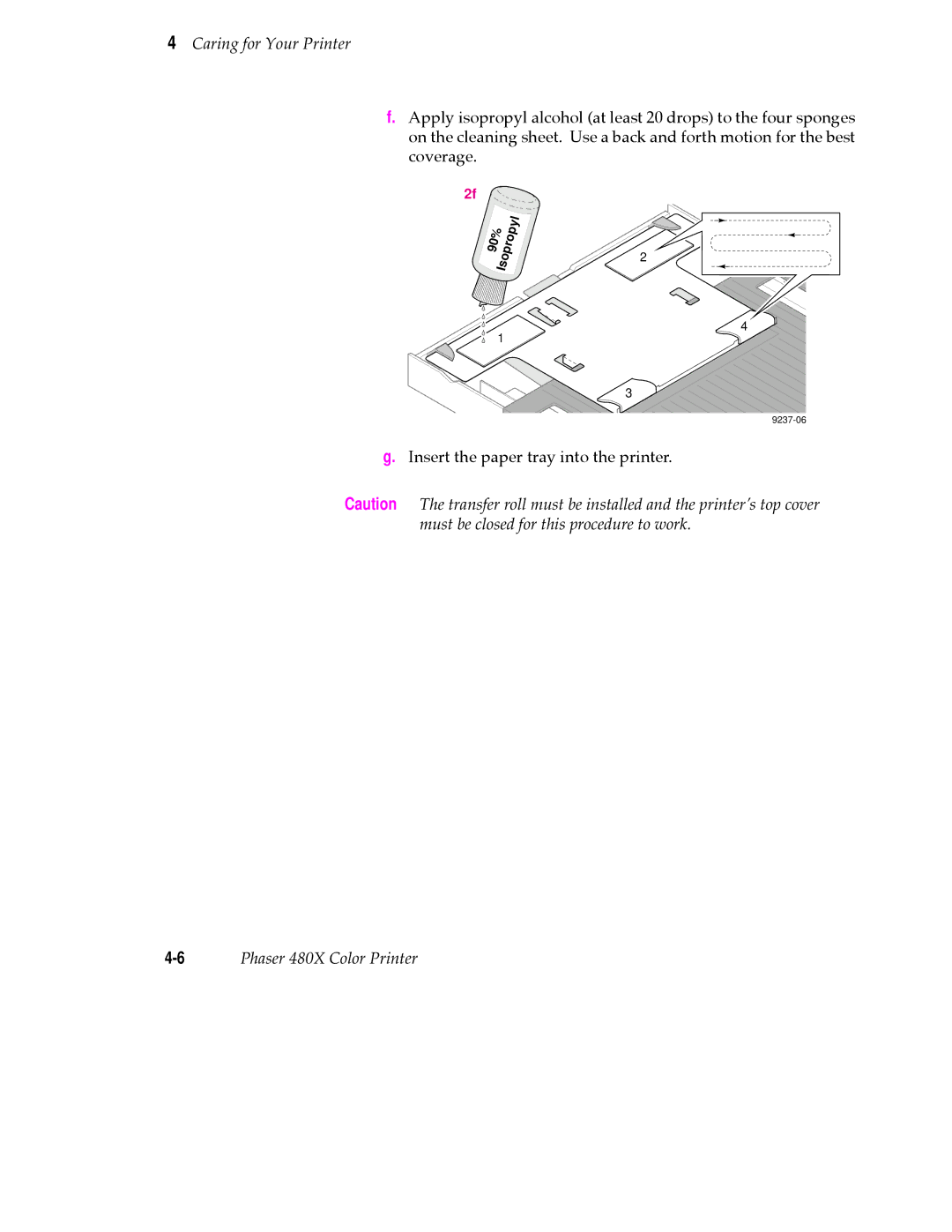 Tektronix 480X user manual Insert the paper tray into the printer 