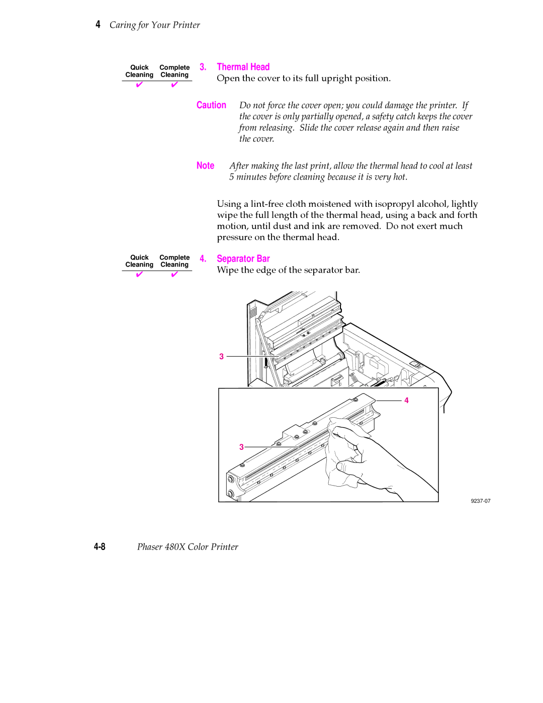 Tektronix 480X user manual Thermal Head, Separator Bar 