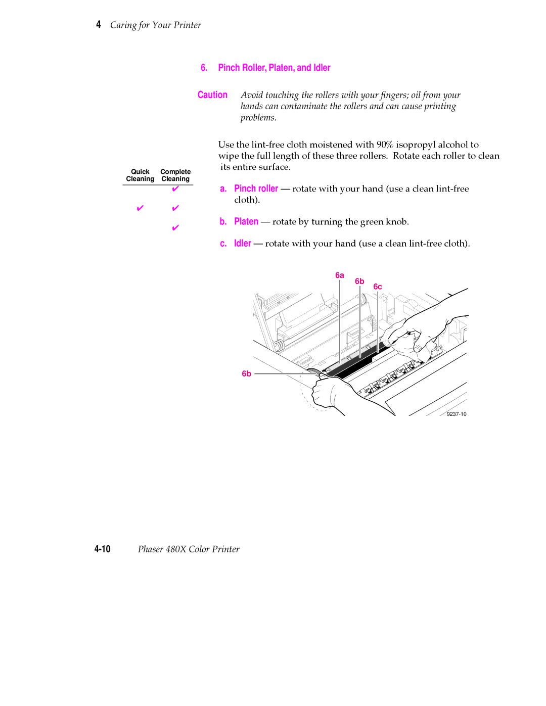 Tektronix 480X user manual Pinch Roller, Platen, and Idler 