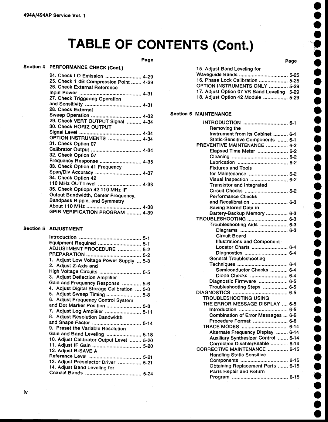 Tektronix 494AP service manual O o o, CONTENTSGonr 