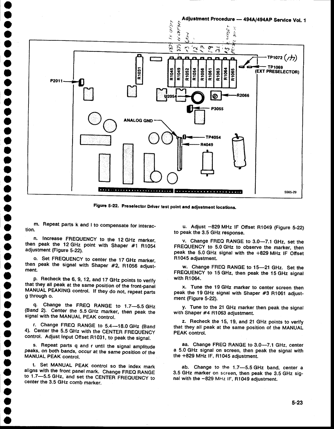 Tektronix 494AP service manual Rplo?2/h, AdrustmentProcedure- 4g4A/494Ap, R1OS4 Frequency, To 3.0-7.1 GHz, set 