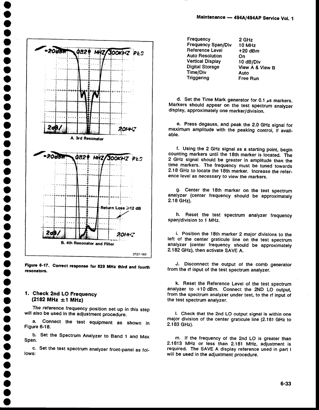 Tektronix 494AP service manual O o o o a o o, Corect re3ponsetor g29 MHr tlrlrd and fourth resonators 