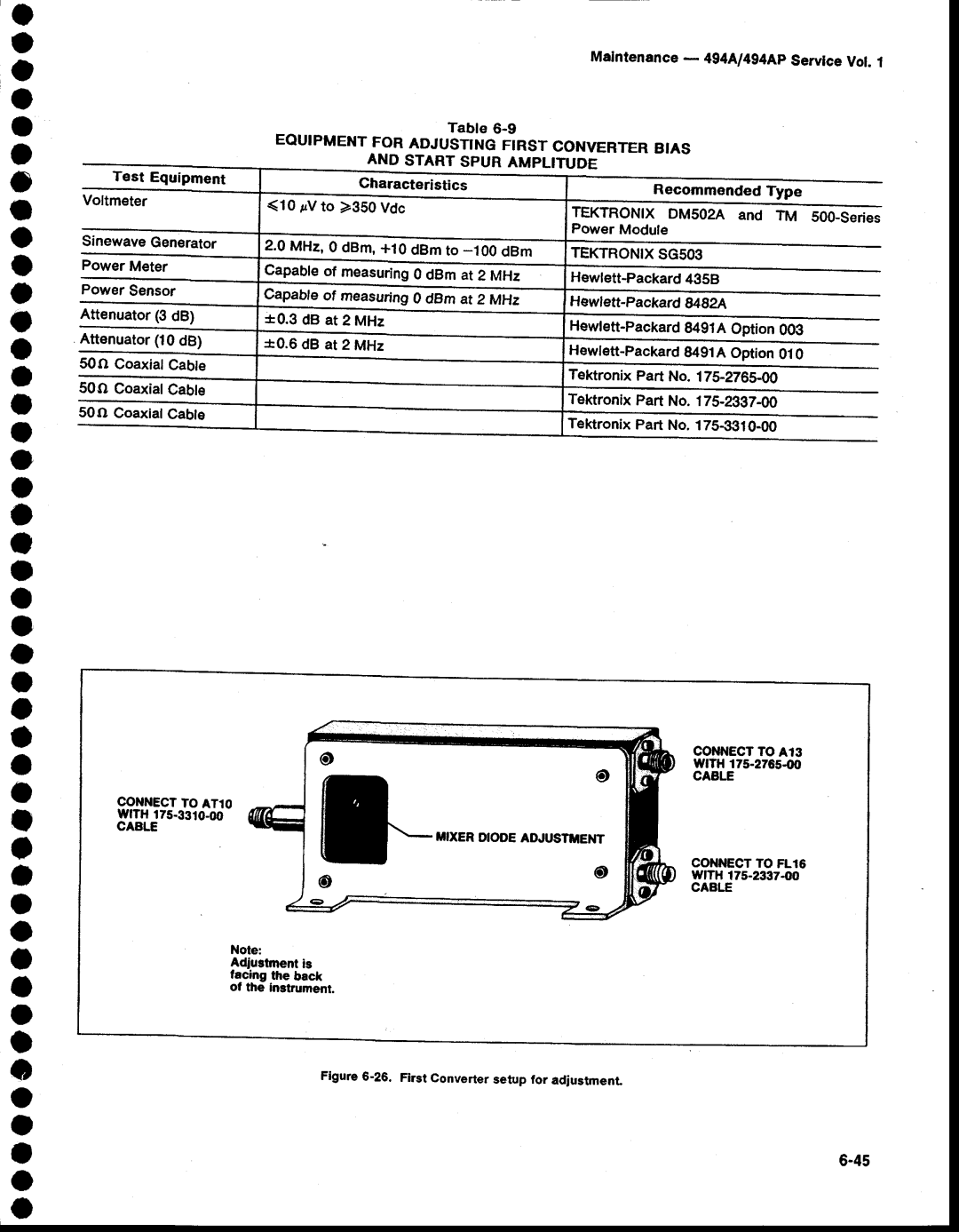 Tektronix 494AP service manual O o o a a o o, Malntenance- 494A1494ApServtceVol, Start Spur Amplttude, SG5O3 