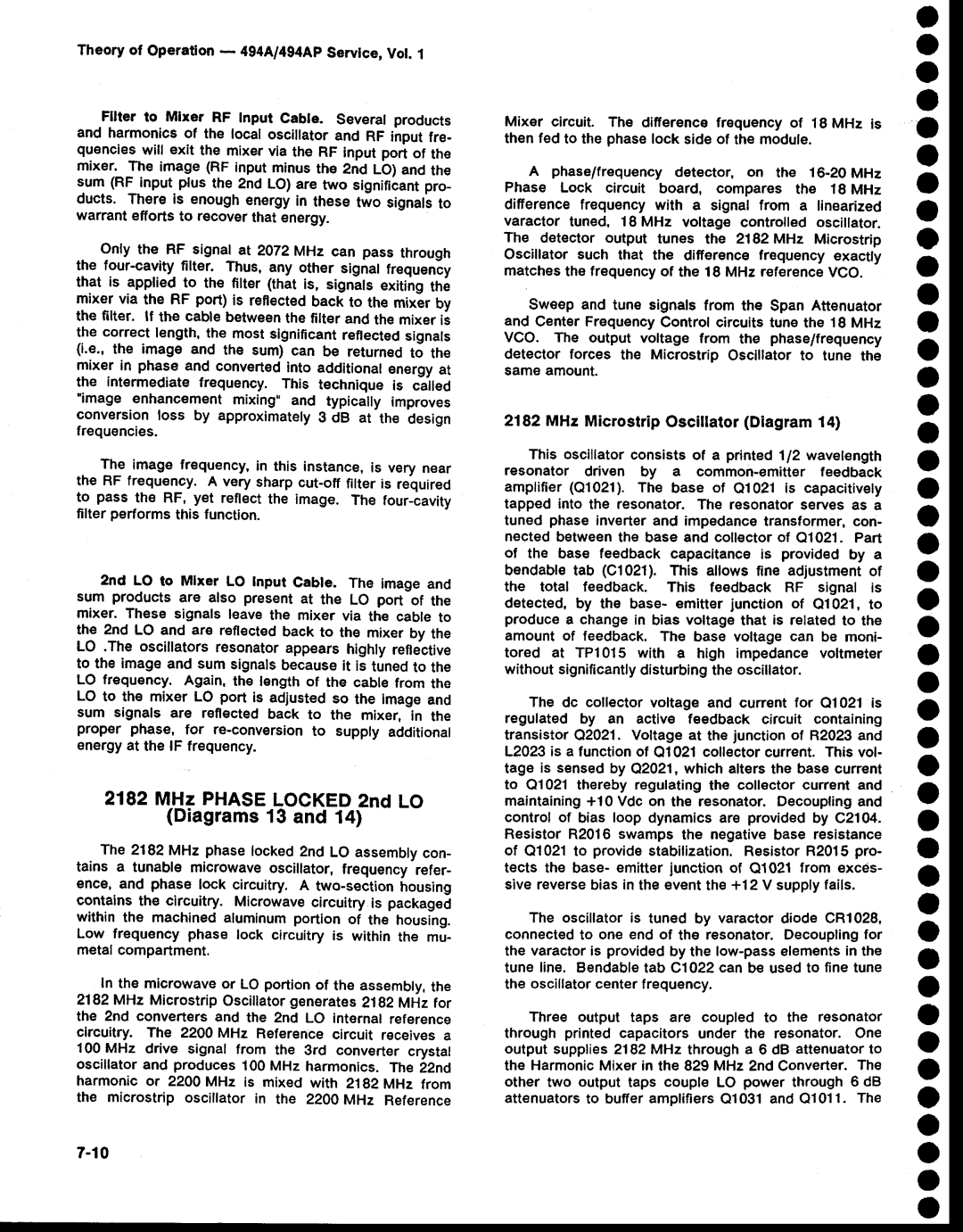 Tektronix 494AP service manual O o o o O o a o o o o O a o O a o o, 2182MHz PHASELOCKED2nd LO Diagrams13 