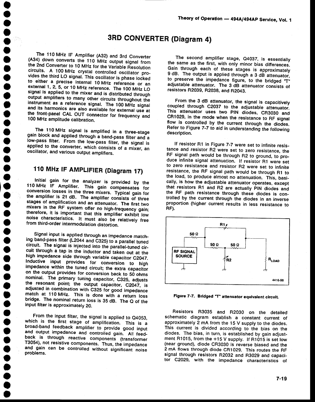 Tektronix 494AP service manual A o o a, 110MHztF AMpLtFtERDiagram17, Theory of Operation 4g4Al4g4ApService,Vol 