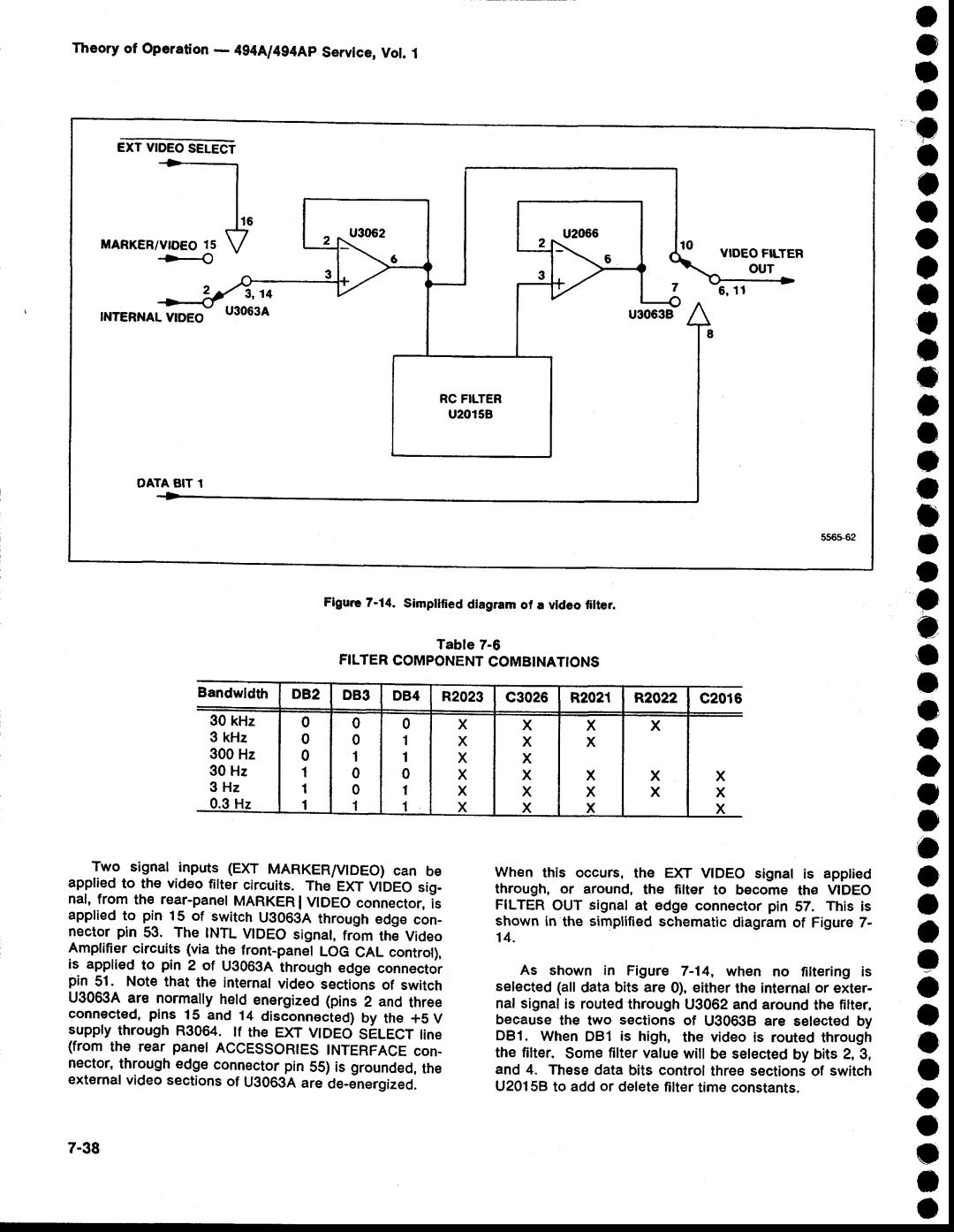 Tektronix 494AP service manual C3026, C2016, Filtercomponentcombinations, DB2 DB3 