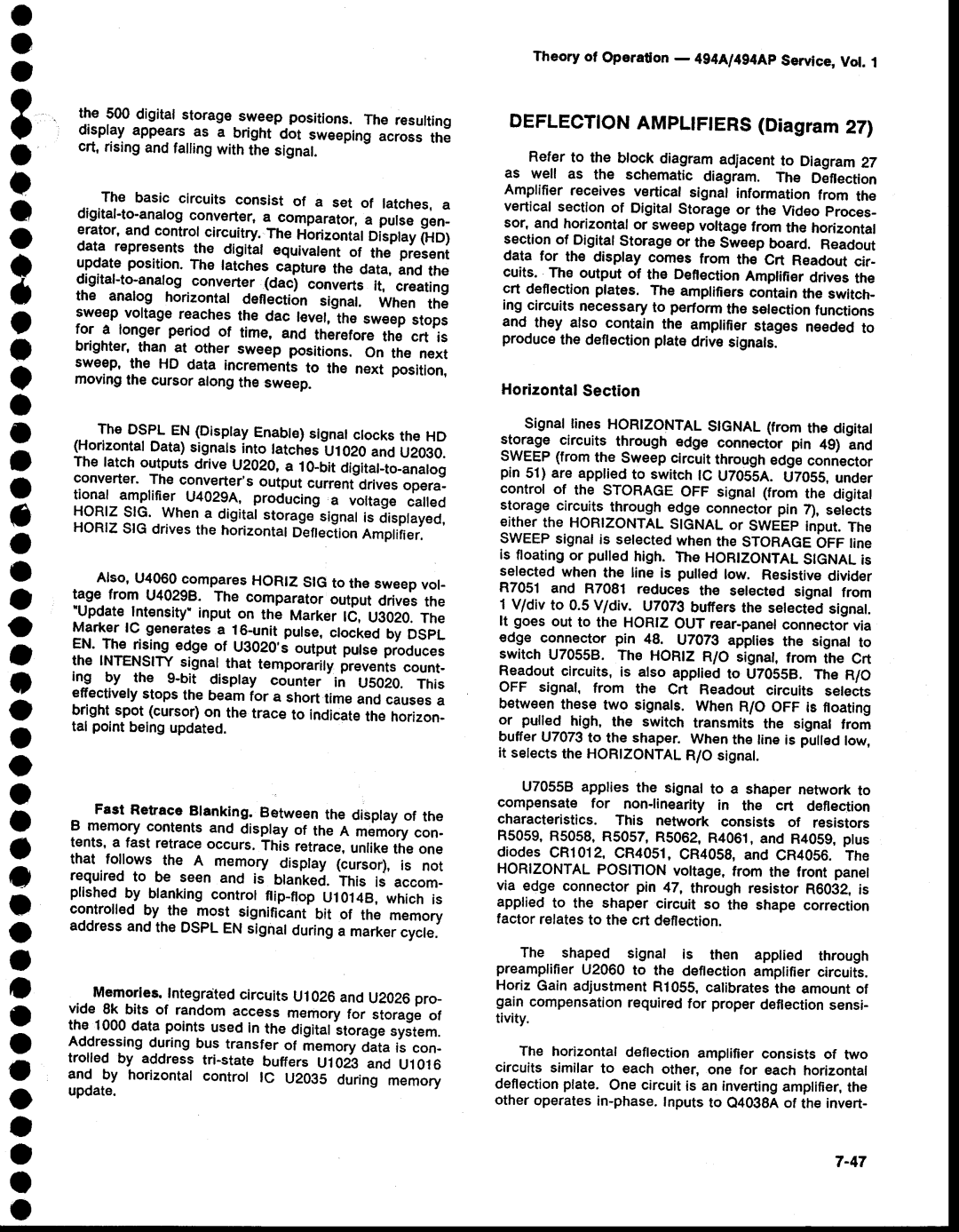 Tektronix 494AP service manual DEFLECTIONAMpLtFtERSDiagram27, digitalstoragesweep positions. The resulting 